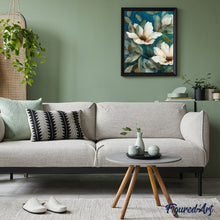 Laden Sie das Bild in den Galerie-Viewer, Malen nach Zahlen für Erwachsene | Dunkelweiße Blumen | Figured'Art
