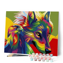 Laden Sie das Bild in den Galerie-Viewer, Malen nach Zahlen für Erwachsene | Adler und Wolf Pop Art | Figured'Art