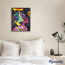 Laden Sie das Bild in den Galerie-Viewer, Malen nach Zahlen für Erwachsene | Bunter lächelnder Hund | Figured'Art