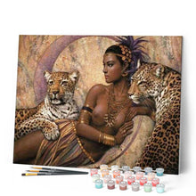 Laden Sie das Bild in den Galerie-Viewer, Malen nach Zahlen für Erwachsene | Göttin und Leoparden | Figured'Art