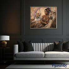Laden Sie das Bild in den Galerie-Viewer, Malen nach Zahlen für Erwachsene | Göttin und Leoparden | Figured'Art