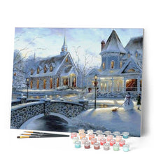 Laden Sie das Bild in den Galerie-Viewer, Malen nach Zahlen für Erwachsene | Kirche im Schnee | Figured'Art