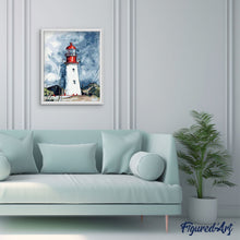 Laden Sie das Bild in den Galerie-Viewer, Malen nach Zahlen für Erwachsene | Leuchtturm unter dunklem Himmel | Figured'Art