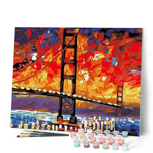 Laden Sie das Bild in den Galerie-Viewer, Malen nach Zahlen für Erwachsene | Die San Francisco Brücke in der Nacht | Figured'Art