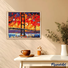 Laden Sie das Bild in den Galerie-Viewer, Malen nach Zahlen für Erwachsene | Die San Francisco Brücke in der Nacht | Figured'Art