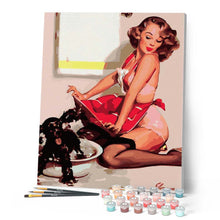 Laden Sie das Bild in den Galerie-Viewer, Pin-Up-Girl mit Hund | Figured'Art