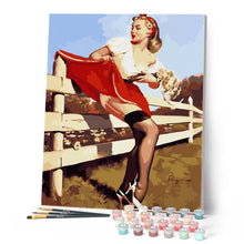 Laden Sie das Bild in den Galerie-Viewer, Vintage Pin-up mit Zaun