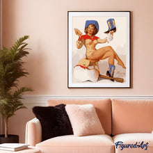 Laden Sie das Bild in den Galerie-Viewer, Vintage Pin-up mit blauen Stiefeln