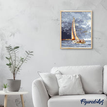 Laden Sie das Bild in den Galerie-Viewer, Segelboot und Wolken am Wasser