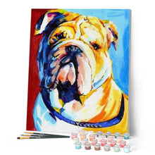Laden Sie das Bild in den Galerie-Viewer, Malen nach Zahlen für Erwachsene | Farbiger Bulldog | Figured'Art