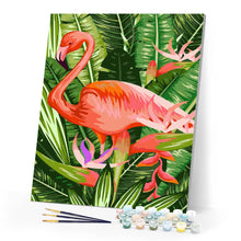 Laden Sie das Bild in den Galerie-Viewer, Rosa Flamingo mitten im Laub