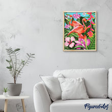 Laden Sie das Bild in den Galerie-Viewer, Flamingos und große Blätter | Figured'Art