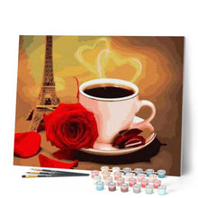 Laden Sie das Bild in den Galerie-Viewer, Malen nach Zahlen für Erwachsene | Kaffee und rote Rose | Figured'Art