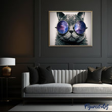 Laden Sie das Bild in den Galerie-Viewer, Malen nach Zahlen für Erwachsene | Katze und Sonnenbrillen | Figured'Art