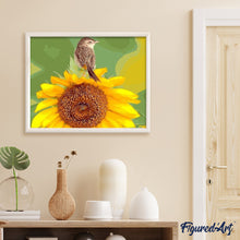 Laden Sie das Bild in den Galerie-Viewer, Malen nach Zahlen für Erwachsene | Sonnenblume und Vogel | Figured'Art