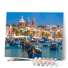 Laden Sie das Bild in den Galerie-Viewer, Malen nach Zahlen für Erwachsene | Hafen in Malta | Figured'Art