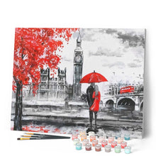 Laden Sie das Bild in den Galerie-Viewer, Malen nach Zahlen für Erwachsene | Roter Schirm in London | Figured'Art