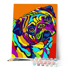 Laden Sie das Bild in den Galerie-Viewer, Malen nach Zahlen für Erwachsene | Hund und Farben Pop Art | Figured'Art