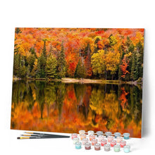 Laden Sie das Bild in den Galerie-Viewer, Malen nach Zahlen für Erwachsene | Reflexion im See im Herbst | Figured'Art