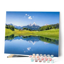 Laden Sie das Bild in den Galerie-Viewer, Malen nach Zahlen für Erwachsene | Im See spiegelnder Berg | Figured'Art