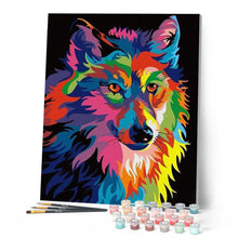 Laden Sie das Bild in den Galerie-Viewer, Malen nach Zahlen für Erwachsene | Wolf Pop Art | Figured'Art