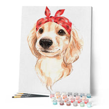 Laden Sie das Bild in den Galerie-Viewer, Malen nach Zahlen für Erwachsene | Hund mit Stirnband | Figured'Art