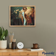 Laden Sie das Bild in den Galerie-Viewer, Malen nach Zahlen für Erwachsene | Nachdenkliche Frau und Blumen | Figured'Art