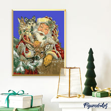 Laden Sie das Bild in den Galerie-Viewer, Malen nach Zahlen für Erwachsene | Weihnachtsmann und Tiere | Figured'Art
