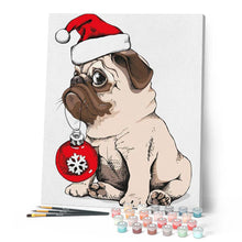 Laden Sie das Bild in den Galerie-Viewer, Malen nach Zahlen für Erwachsene | Hund und Weihnachtskugel | Figured'Art