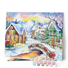 Laden Sie das Bild in den Galerie-Viewer, Malen nach Zahlen für Erwachsene | Kleines Dorf im Winter | Figured'Art