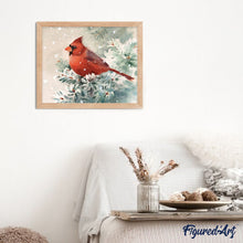 Laden Sie das Bild in den Galerie-Viewer, Malen nach Zahlen für Erwachsene | Roter Vogel im Schnee | Figured'Art
