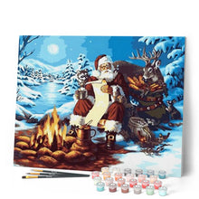 Laden Sie das Bild in den Galerie-Viewer, Malen nach Zahlen für Erwachsene | Weihnachtsmann und Holzfeuer | Figured'Art