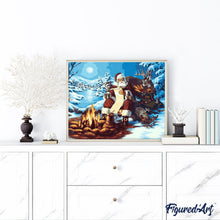 Laden Sie das Bild in den Galerie-Viewer, Malen nach Zahlen für Erwachsene | Weihnachtsmann und Holzfeuer | Figured'Art