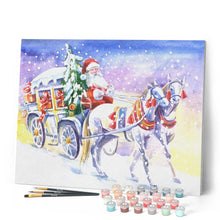 Laden Sie das Bild in den Galerie-Viewer, Malen nach Zahlen für Erwachsene | Schlitten und Weihnachtsmann | Figured'Art