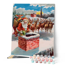 Laden Sie das Bild in den Galerie-Viewer, Malen nach Zahlen für Erwachsene | Weihnachtsmann im Kamin | Figured'Art
