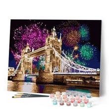 Laden Sie das Bild in den Galerie-Viewer, Malen nach Zahlen für Erwachsene | Feuerwerk aus sicht der Brücke | Figured'Art