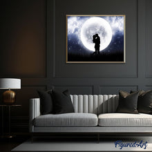 Laden Sie das Bild in den Galerie-Viewer, Malen nach Zahlen für Erwachsene | Romantischer Kuss bei Vollmond | Figured'Art