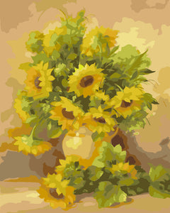 Malen nach Zahlen fŸr Erwachsene |ÊVase mit gelben Sonnenblumen | Figured'Art