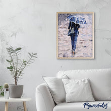 Laden Sie das Bild in den Galerie-Viewer, Malen nach Zahlen für Erwachsene | Frau in Blau mit Regenschirm | Figured'Art