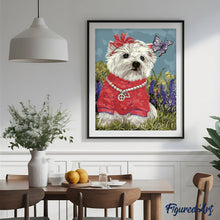 Laden Sie das Bild in den Galerie-Viewer, Malen nach Zahlen für Erwachsene | Kleiner Hund und Schmetterling | Figured'Art