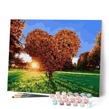 Laden Sie das Bild in den Galerie-Viewer, Malen nach Zahlen für Erwachsene | Sonnenuntergang im Baum in Herzform | Figured'Art