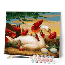Laden Sie das Bild in den Galerie-Viewer, Malen nach Zahlen für Erwachsene | Schwan und Mohnblumen | Figured'Art