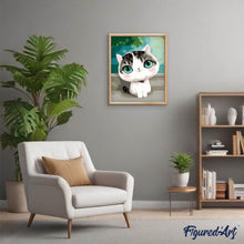 Laden Sie das Bild in den Galerie-Viewer, Malen nach Zahlen für Erwachsene | Katze mit blauen Augen | Figured'Art