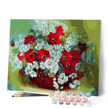 Laden Sie das Bild in den Galerie-Viewer, Malen nach Zahlen für Erwachsene | Vase mit roten und weißen Blumen | Figured'Art