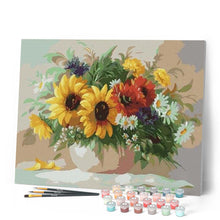 Laden Sie das Bild in den Galerie-Viewer, Malen nach Zahlen für Erwachsene | Bunte Blumen in einer Vase | Figured'Art