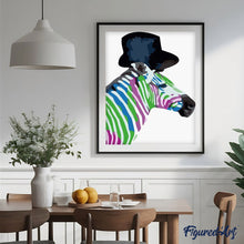 Laden Sie das Bild in den Galerie-Viewer, Malen nach Zahlen für Erwachsene | Buntes Zebra mit Hut | Figured'Art