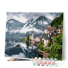 Laden Sie das Bild in den Galerie-Viewer, Malen nach Zahlen für Erwachsene | Dorf und Bergsee | Figured'Art