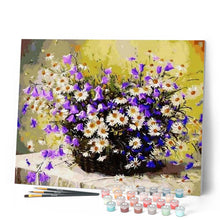 Laden Sie das Bild in den Galerie-Viewer, Malen nach Zahlen für Erwachsene | Gänseblümchen und lila Blumen | Figured'Art