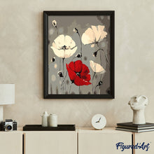 Laden Sie das Bild in den Galerie-Viewer, Malen nach Zahlen für Erwachsene | Rote und weiße Blumen | Figured'Art