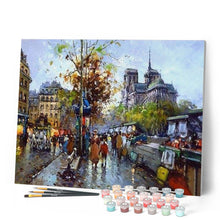 Laden Sie das Bild in den Galerie-Viewer, Malen nach Zahlen für Erwachsene | Notre Dame de Paris und die Buchhändler | Figured'Art